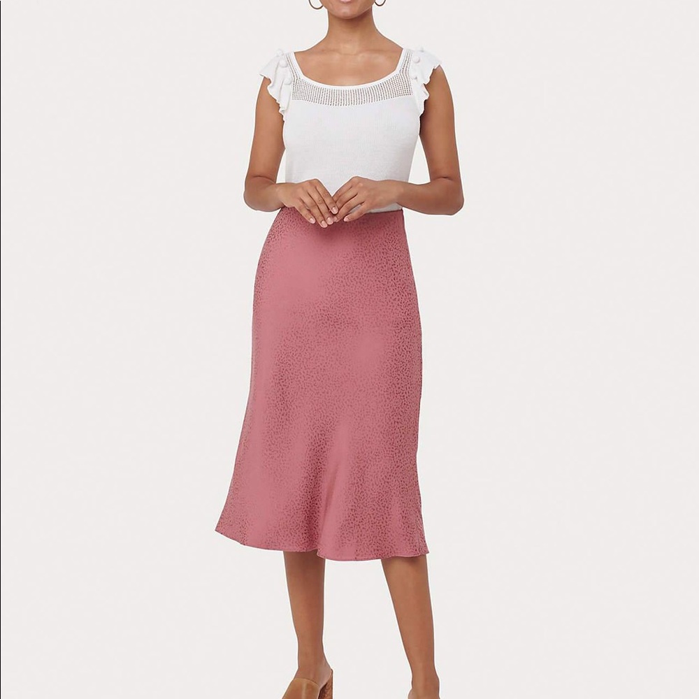Loft ‘Ethereal Rose Pull on Midi Skirt”